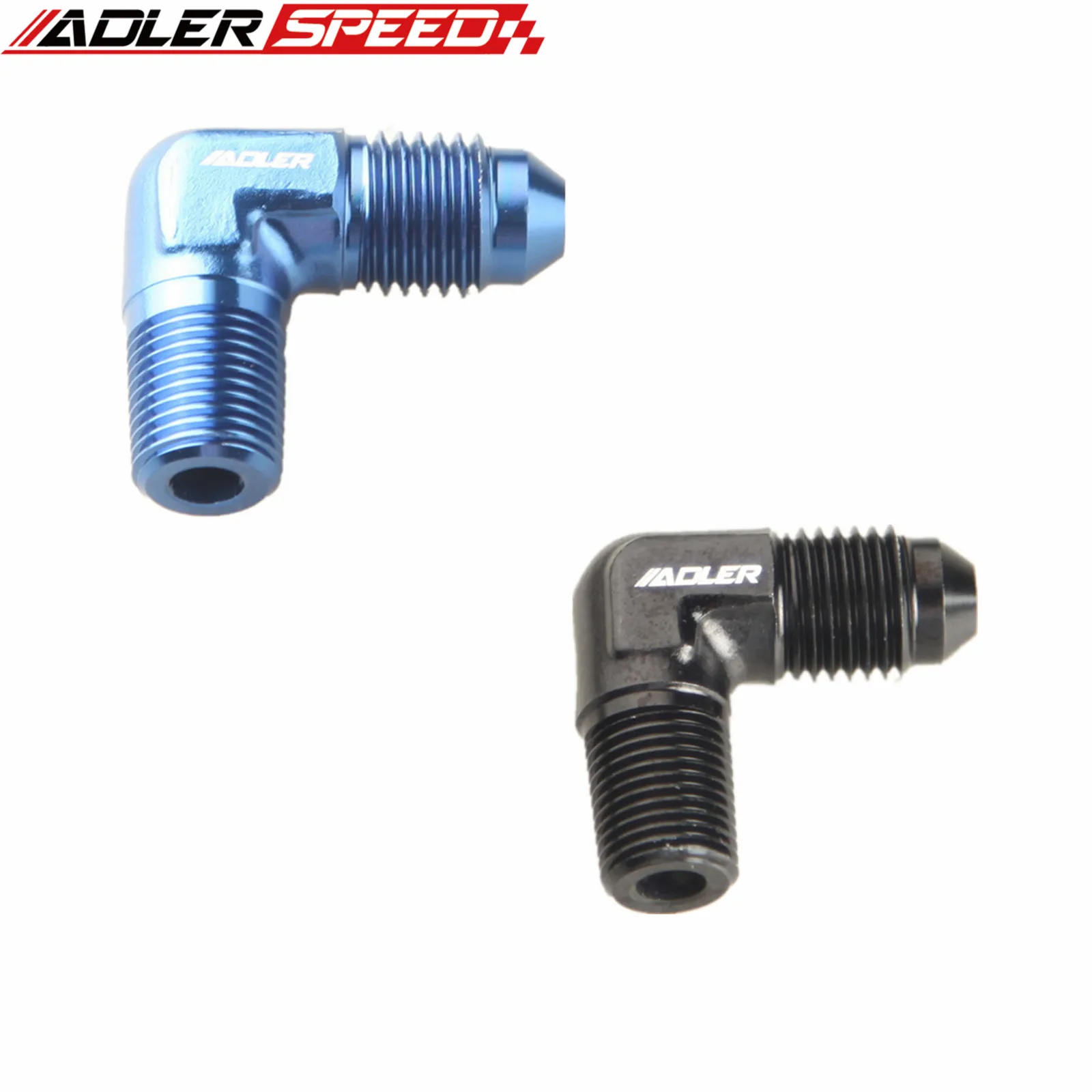 

ADLERSPEED 3AN AN-3 Male To 1/8" NPT 90 Degree Aluminum Fitting Adapter Blue / Black