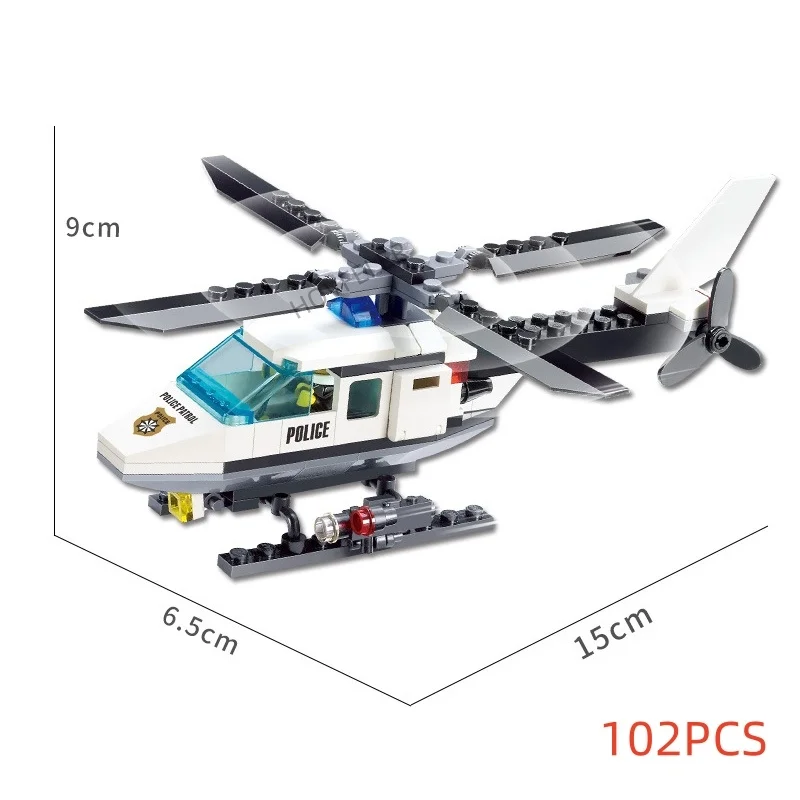 슈퍼 경찰 도시 비행기 듀얼 로터 헬리콥터, 유명한 자동차 SWAT 빌딩 블록, DIY MOC 클래식 모델 브릭, 어린이 키트