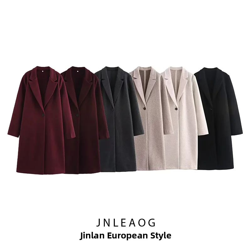 JNLEAOG Autumn New Women's Casual Style Soft Coat Jacket Multi-Color Button Decorated Long Sleeve Polyester Fiber Outerwear