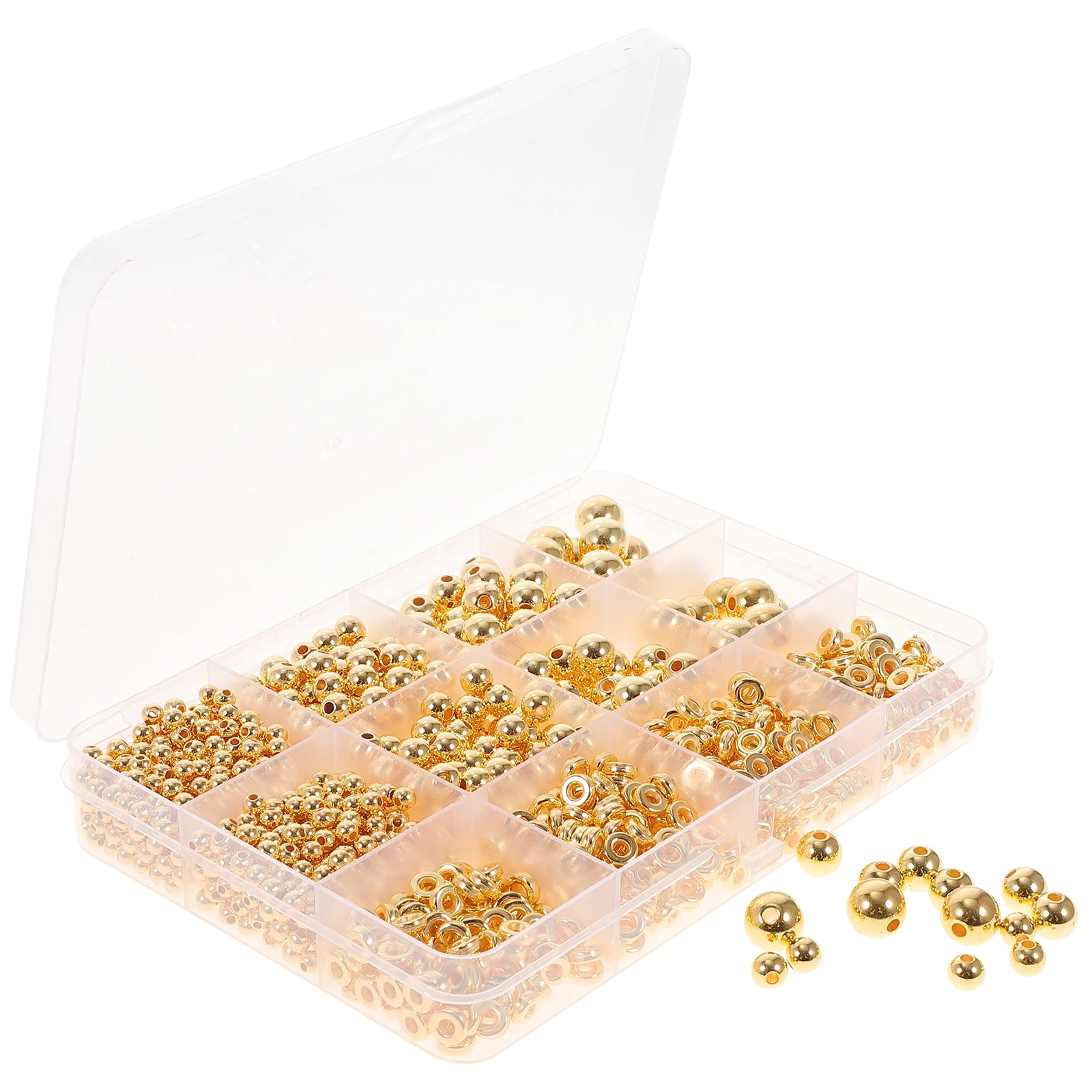 

1250 Pcs Golden Bead Accessories Loose Beads Round Spacer for Bracelets Necklace Spacers Jewelry Making