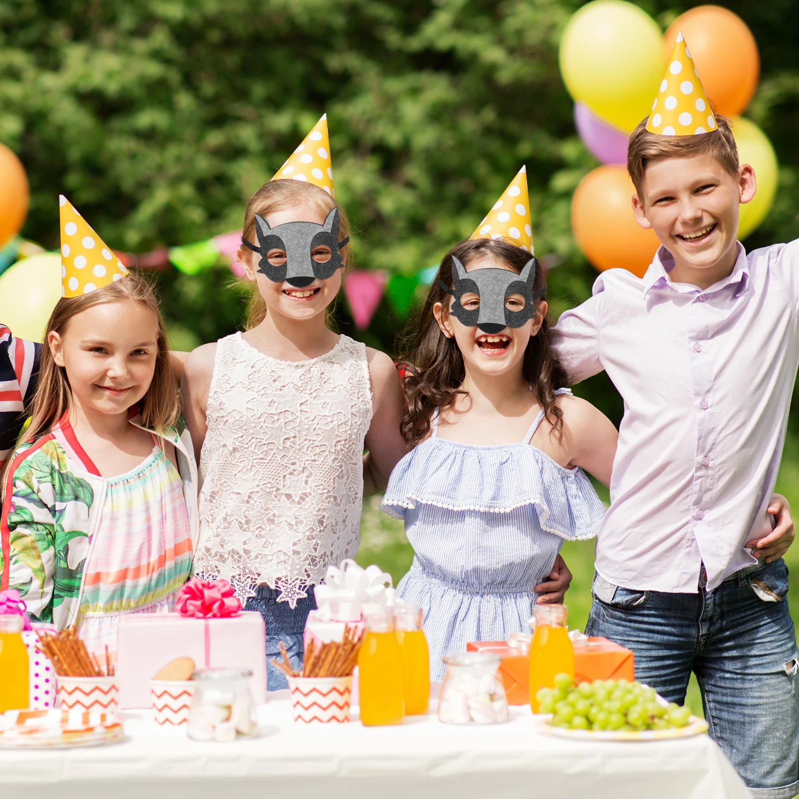 

4 Pcs Half-faced Wolf Mask Felt Animal Masks Facial Headwear Masquerade for Carnival Costume Cosplay