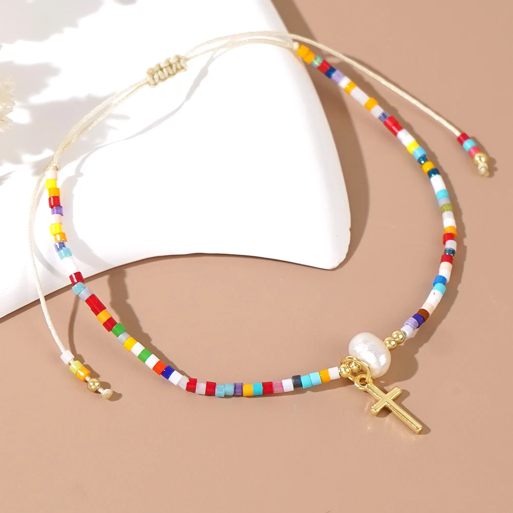 سوار من الخرز النحاسي البوهيمي للرجال والنساء ، لؤلؤ الشاطئ ، لؤلؤ المياه العذبة ، حبات الأرز ، هدية مجوهرات جميلة ، الصيف ، 1 * *