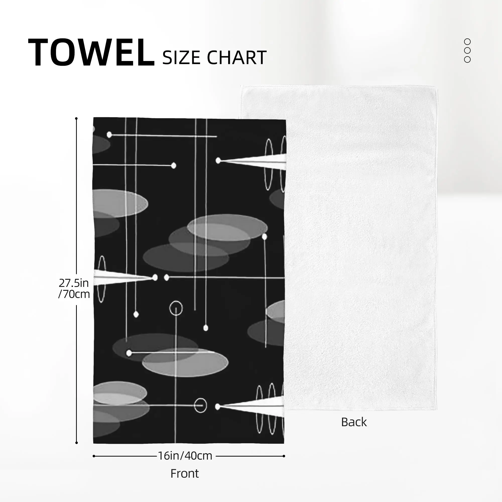 Custom Mid-Century Atomic Space Age Soft Face Towel Quick Dry Pool Bath Cotton Towels Absorbent Quick