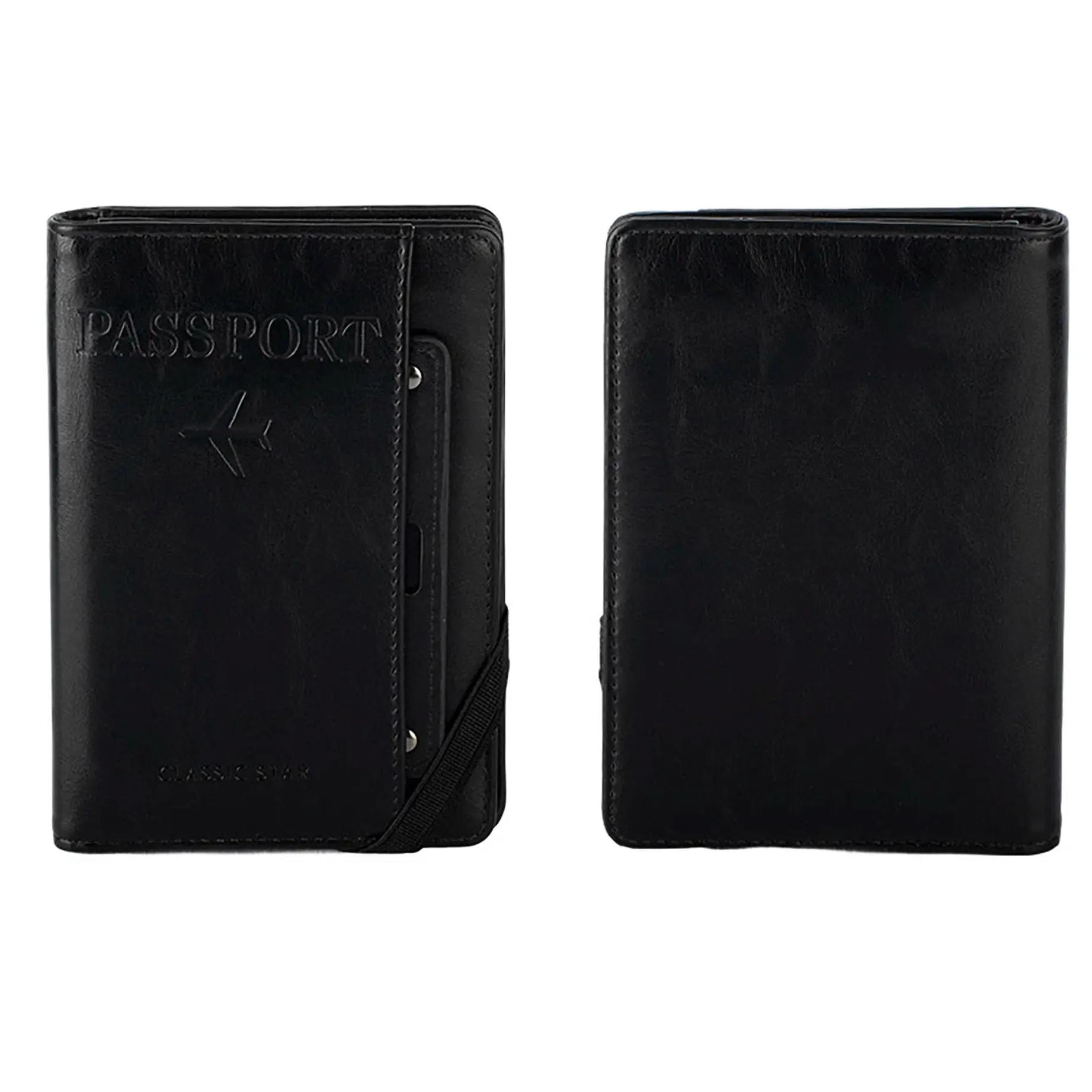Herren Damen Leder Reisepasshülle RFID-Blockierung Reisebrieftasche Reisepassetui mit Stifthalter Dual-SIM-Kartenfächer – Detail 1