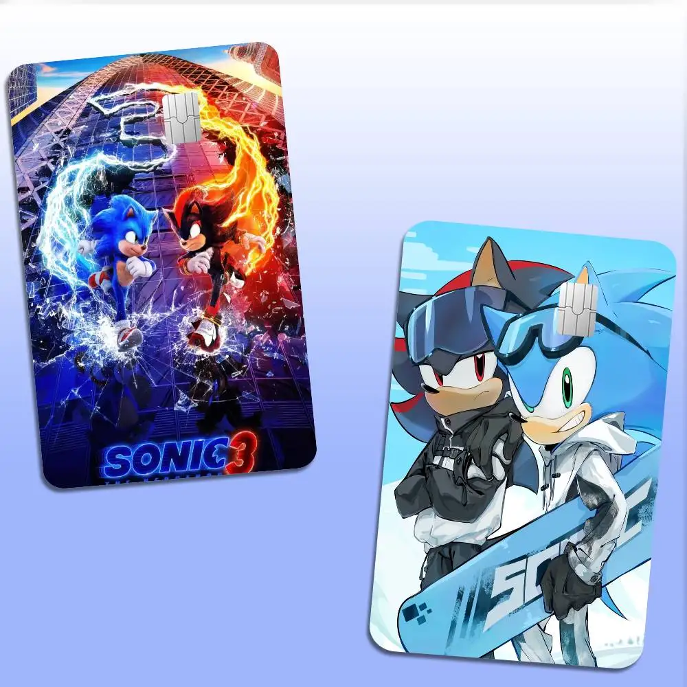 Cartoon S-Sonic 2024 Anime Cartoon Skin Stickers Film Tape Case For Big Credit Debit Card Front Side