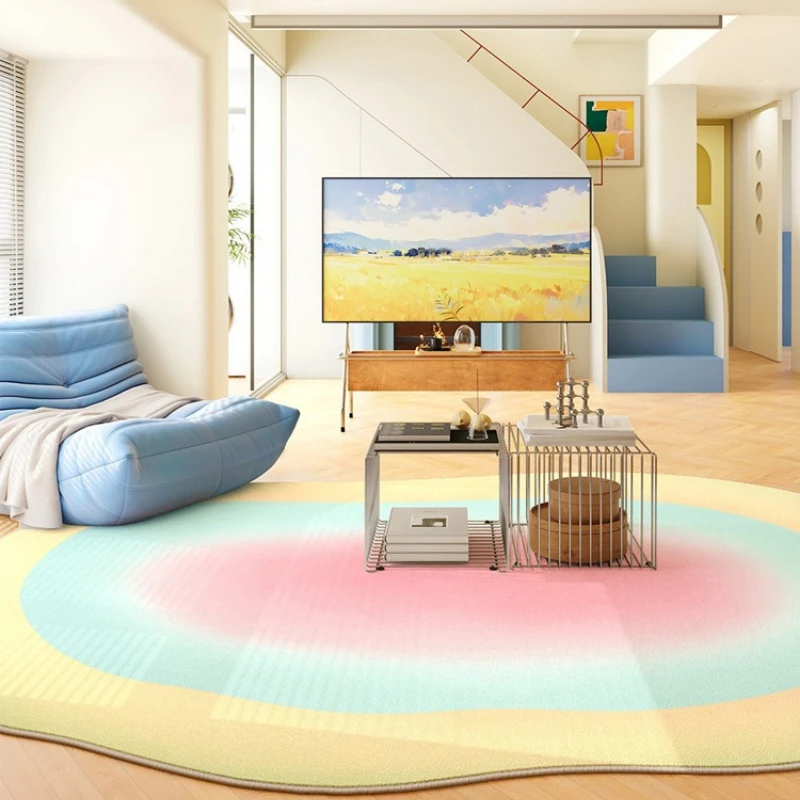Carpet for Living Room Soft Fluffy Comfortable Bedroom Floor Mat Blue Irregular Geometric Pattern Rug Large Size Home Decor Rugs