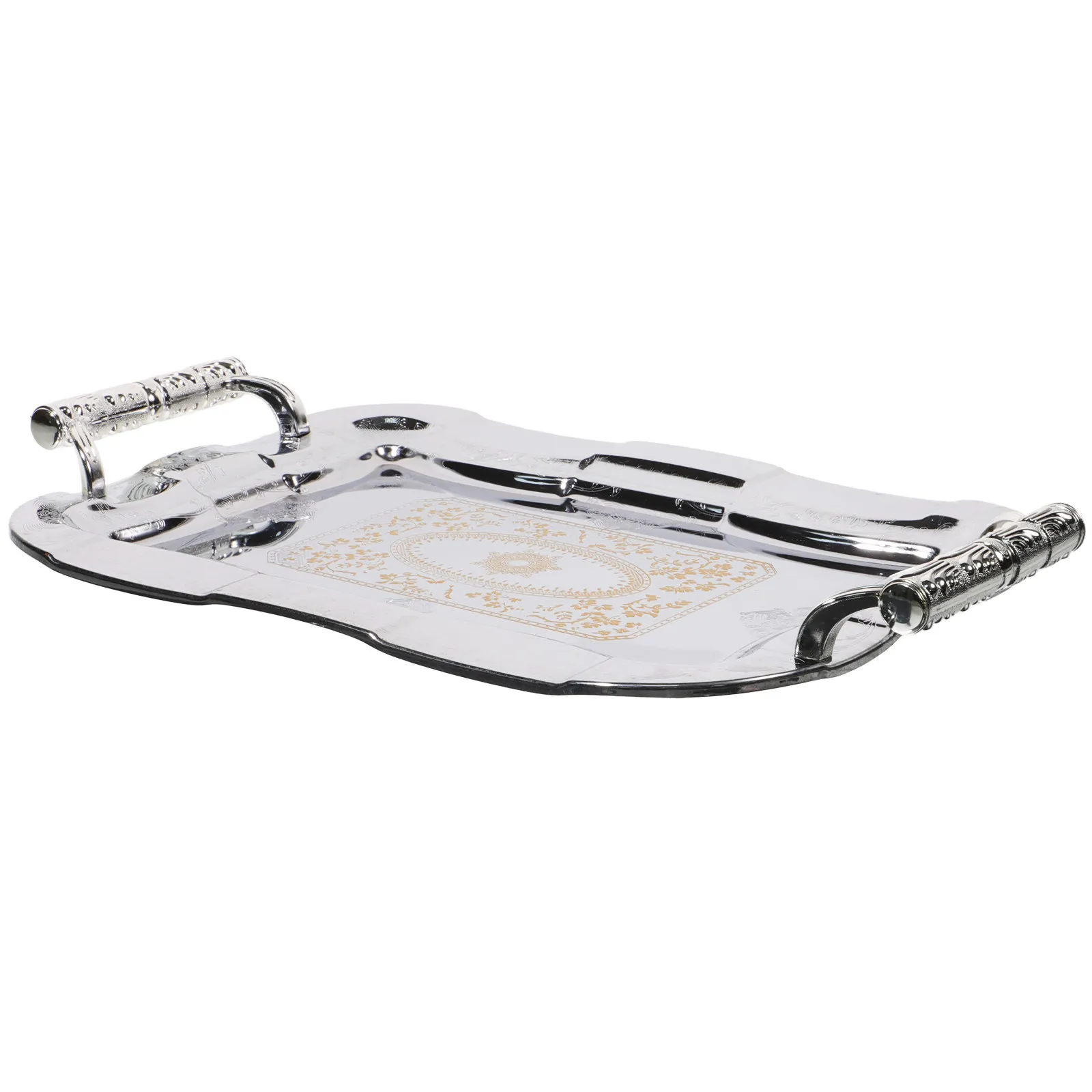 

Stainless Steel Fruit Plate Vintage European Design Large Serving Tray Food Storage Snack Tray Metal Food Organizer for Hotel