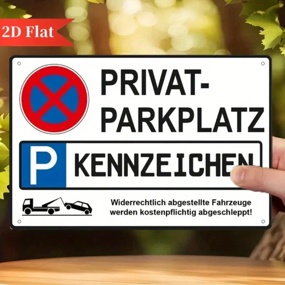 Privater Parkplatz - Nur für Privatfahrzeuge - Parkverbot - Deutsches Warnschild - Retro-Metallschild für Garagenwanddekoration