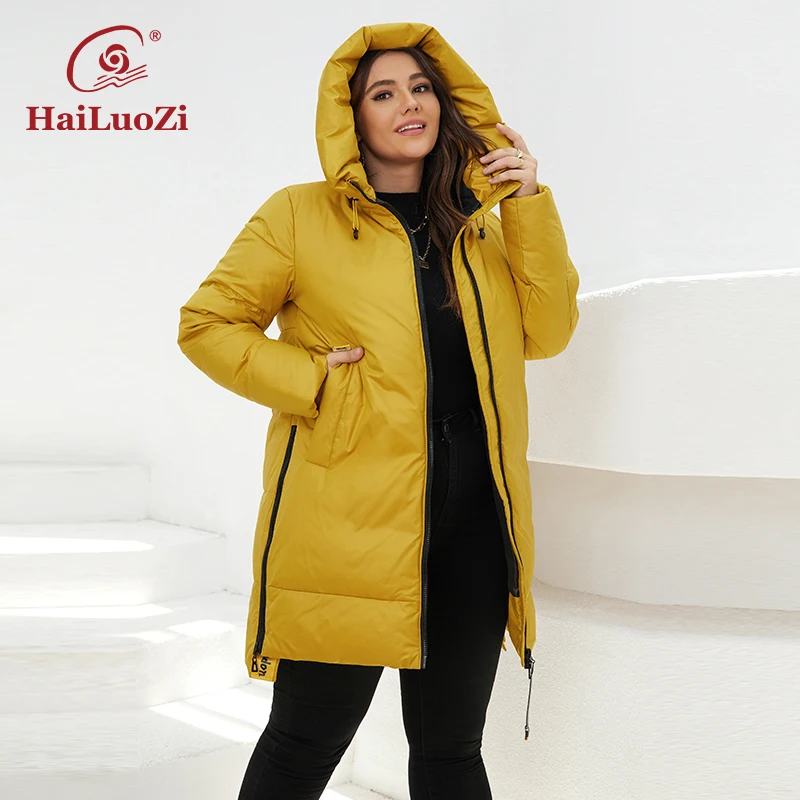 Imagem -03 - Hailuozi-jaqueta com Bolsos Femininos Parka de Algodão à Prova de Vento Outwear Feminino Quente Cabolsa Grosso Tamanho Grande Inverno Novo 2023 872