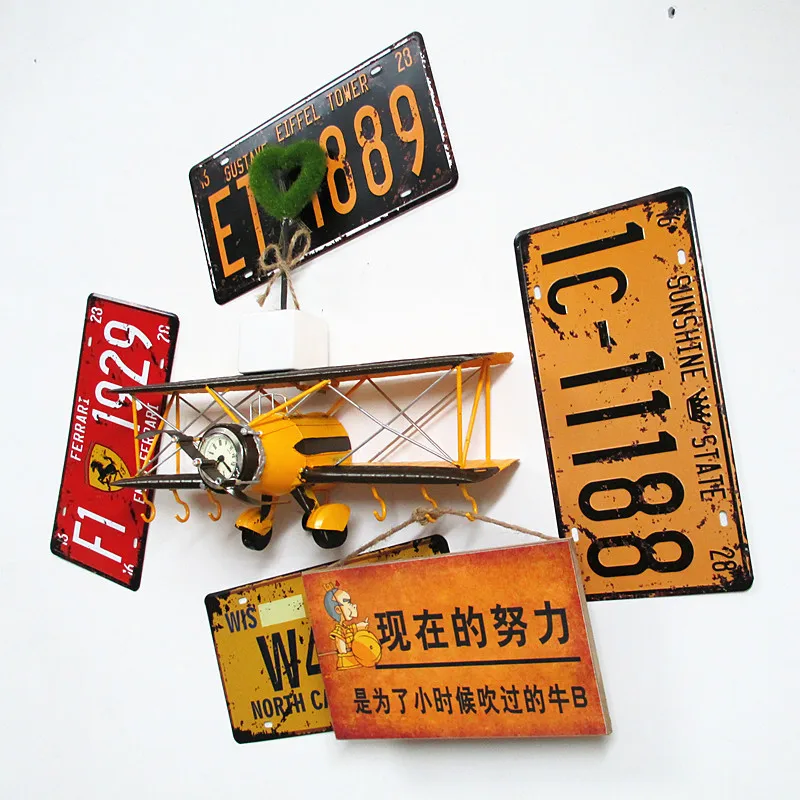 

Wrought iron biplane model three-dimensional wall decoration, bar decoration ornament, coffee shop wall decoration wall hanging