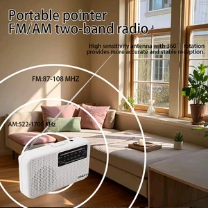 ミニFM/AM 2バンドラジオ、3.5ヘッドフォンジャック、1Wスピーカーラウドサウンド、180度のパフォーマンスアンテナ、家の良い友達 8ベストセールスAM FM外部アンテナを備えたラジオ-3
