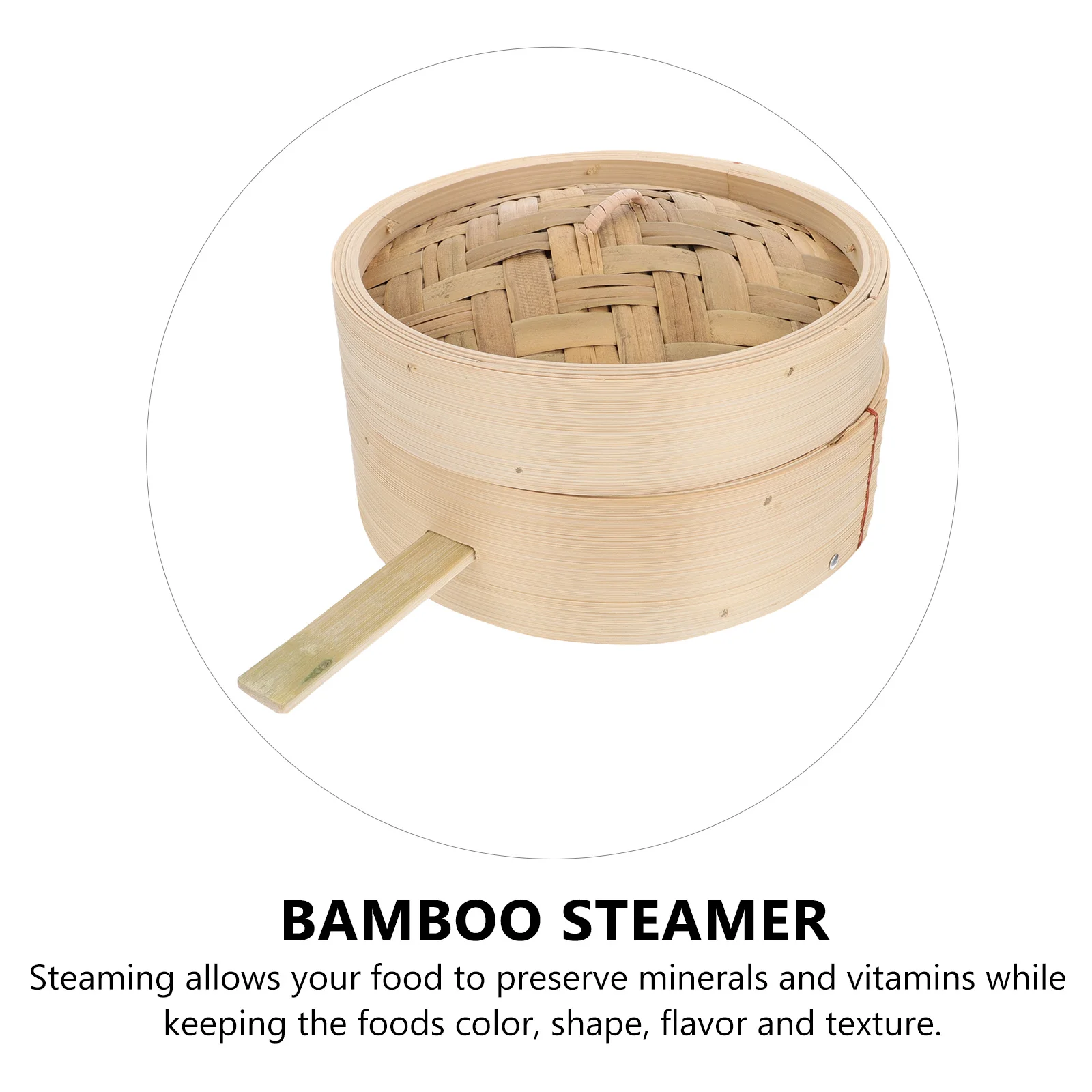 

Bamboo Steamer Kitchen Food Steamer Basket Smooth Surface Non-Sticky Lid Multi-Functional Household Cooking Tool Healthy