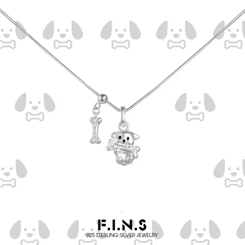 

F.I.N.S оригинальное ожерелье из стерлингового серебра 925 пробы с костью щенка, милые игривые мультяшные подвески-цепочки в виде змеи для женщин, ювелирные изделия, подарки