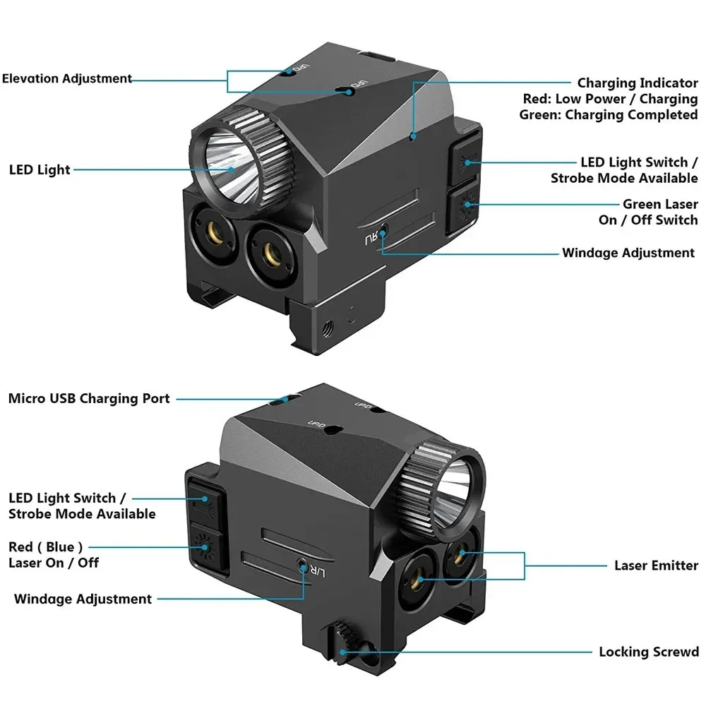 

LG110 Mini LED Red and Green Laser Combination Sight, Flashlight Hanging Under The Sight