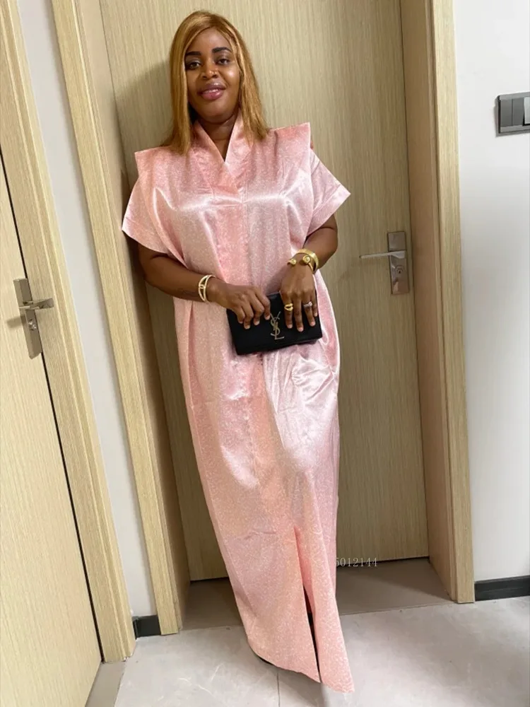 

Традиционные африканские платья для женщин, атласные наряды Дашики, 2024, африканская одежда, длинное платье больших размеров, нигерийское платье-тюрбан