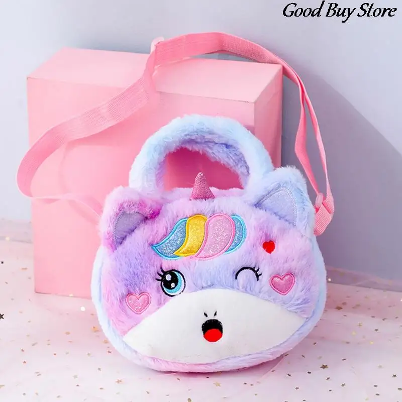 Kids Plush Unicorn Handbags Birthday Party Shoulder Wallet Children Crossbody Bag Baby Animals Purse Princess Crossbody Bags