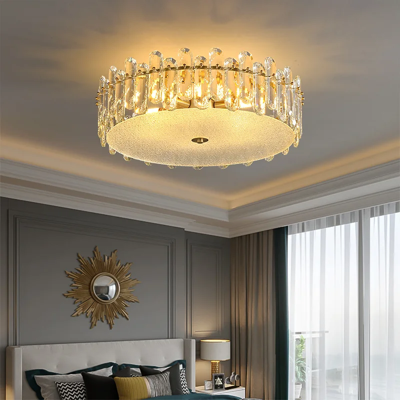 

Round Crystal Ceiling Lights Luxury For Living Room Hotel Lobby Villa Ceiling Chandelier Lighting Fixture Modern Led Home Decor