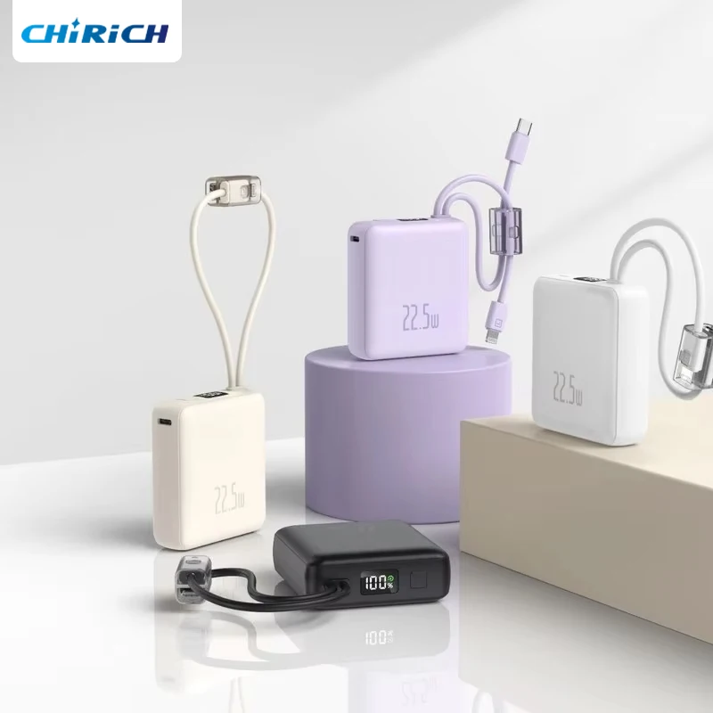 Mini banco de energía portátil de 10000mAh, 20w, Usb desmontable Para Tipo C, Cabo Carregador rápido Bidirecional Para Iphone, Xiaomi, Samsung