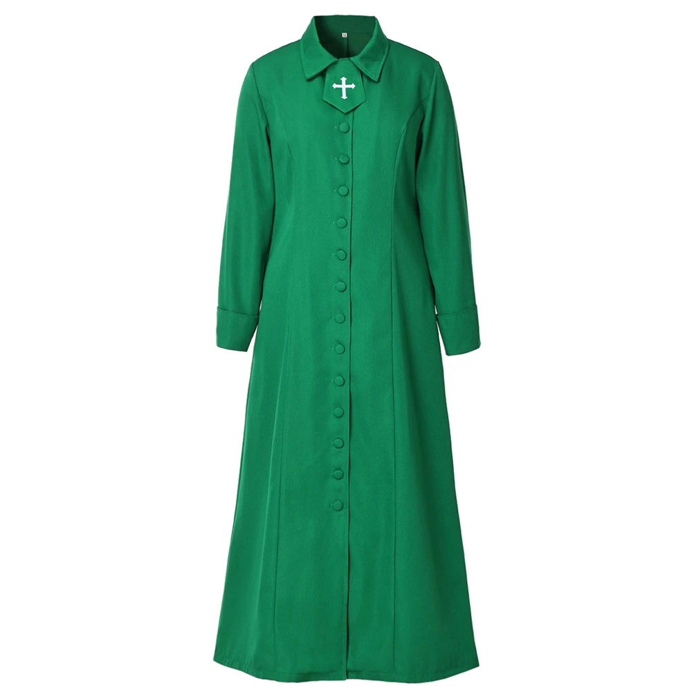 Vestido feminino de sotana de igreja, clero católico, massa, pastor