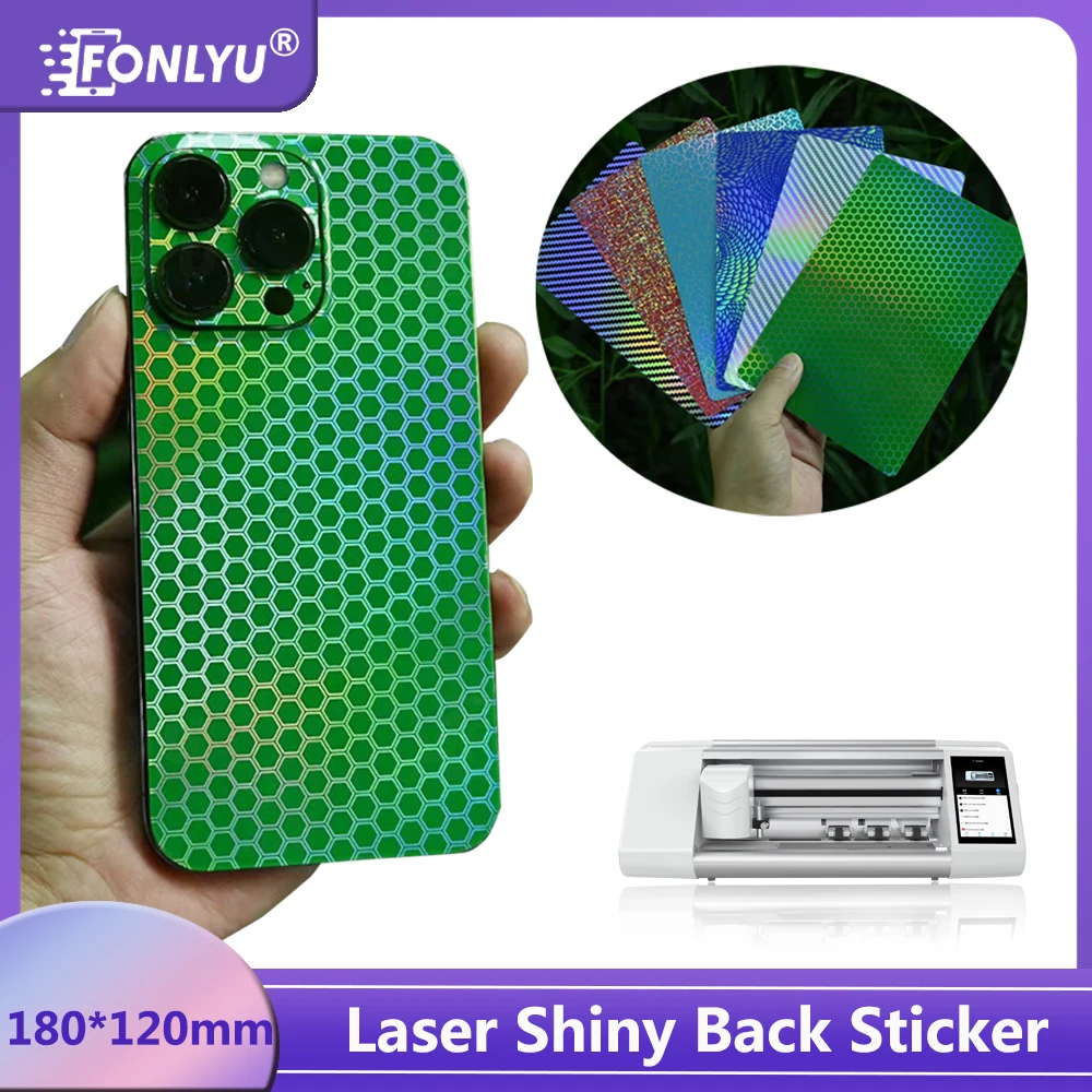 FONLYU 50pc Laser Shiny Colorful Back Cover Sticker Mixed Mobile Phone Protector Skin Membrane For Film Hydrogel Cutting Machine