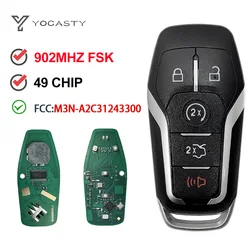 YOCASTY FCC:M3N-A2C31243300 For Ford Fusion Explorer Edge Mustang 2013-2017 ID49 902MHz Remote Smart Car Key Keyless Go
