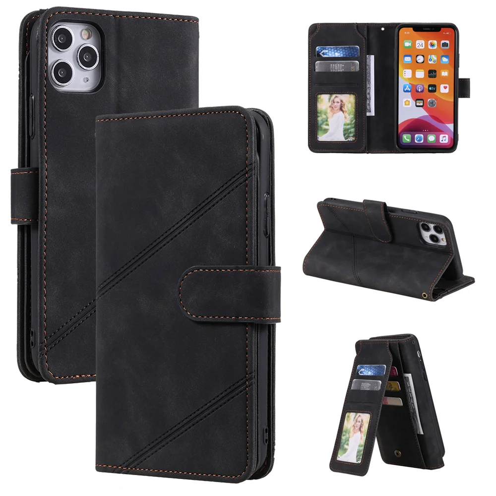 Capa de couro para iPhone, Slim Wallet Case, fecho magnético, 15 Pro Max, 6S, 7G, 8G, XR, XS Max, 11 Pro, 12, 13 Mini, 14 Mais