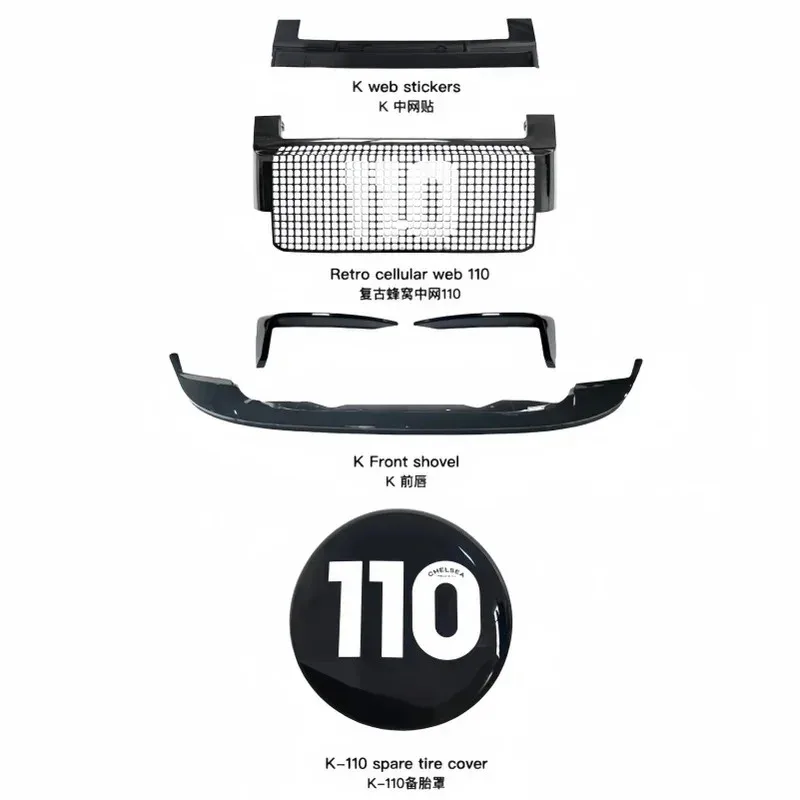 

Suitle 2020-2024 Defender Retrofit 110 K Series Kit Rear Spare Tire Cover Front Bumper Lower Guard Plate