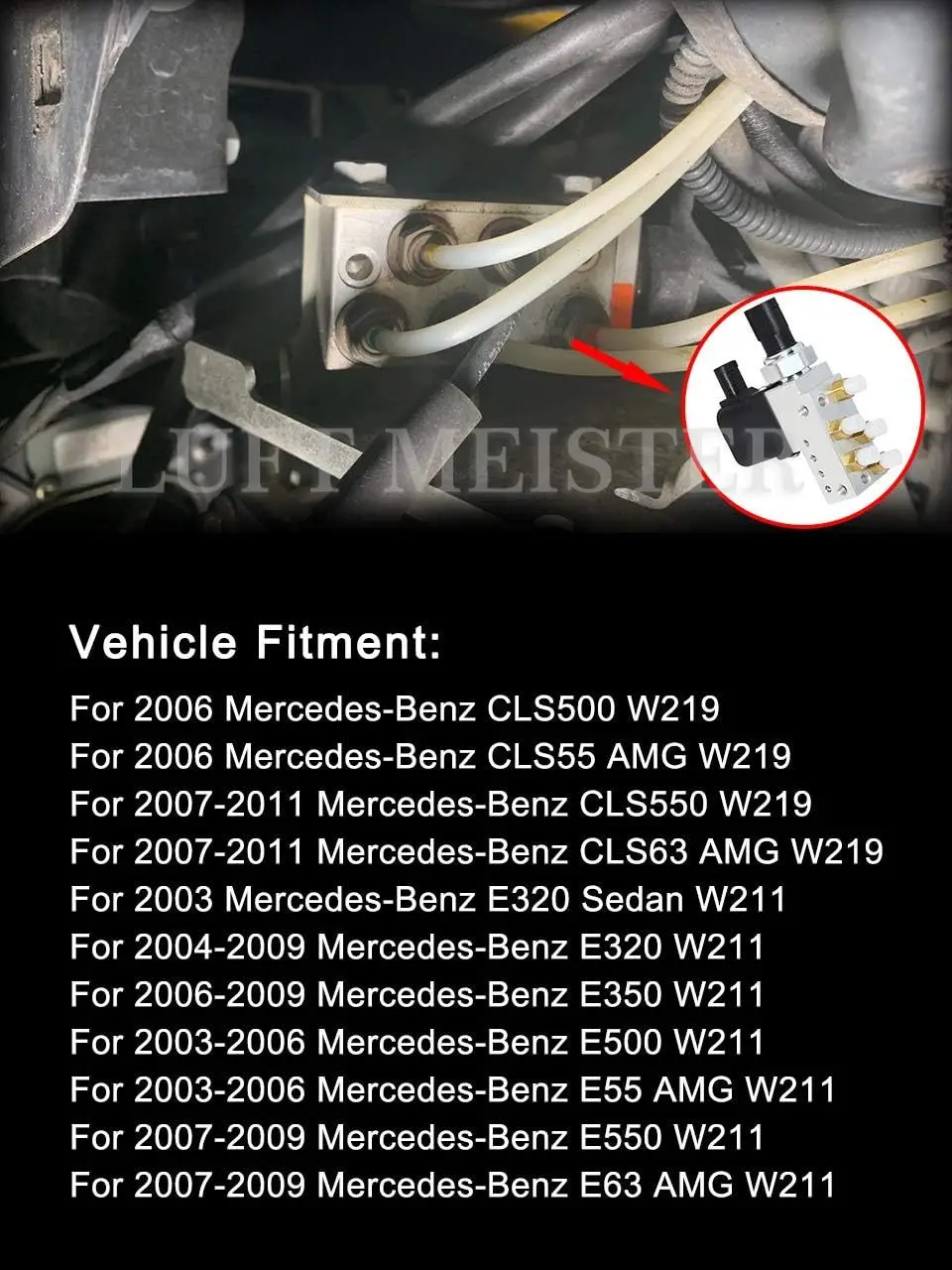 2113200158 Air Suspension Compressor Valve Block for Mercedes CLS-Class 2005-2011( W219 ) CLS500 CLS550 CLS55 AMG CLS63 AMG