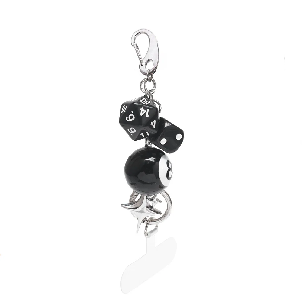 Y2K Detachable Pants Chain 8-Ball Dice Heart Waist Chain Adjustable Men's Streetwear Jeans Bag Charm Gift Jewelry