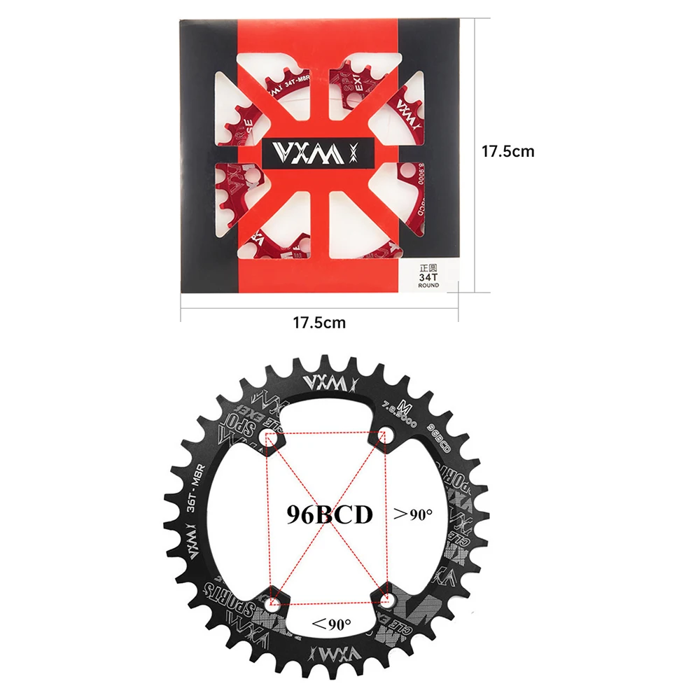 VXM 96BCD Chainring Round 32T 34T 36T 38 96 BCD for Shimano M7000 M8000 M9000 Cycling Bike Bicycle Chainwheel Tooth Plate