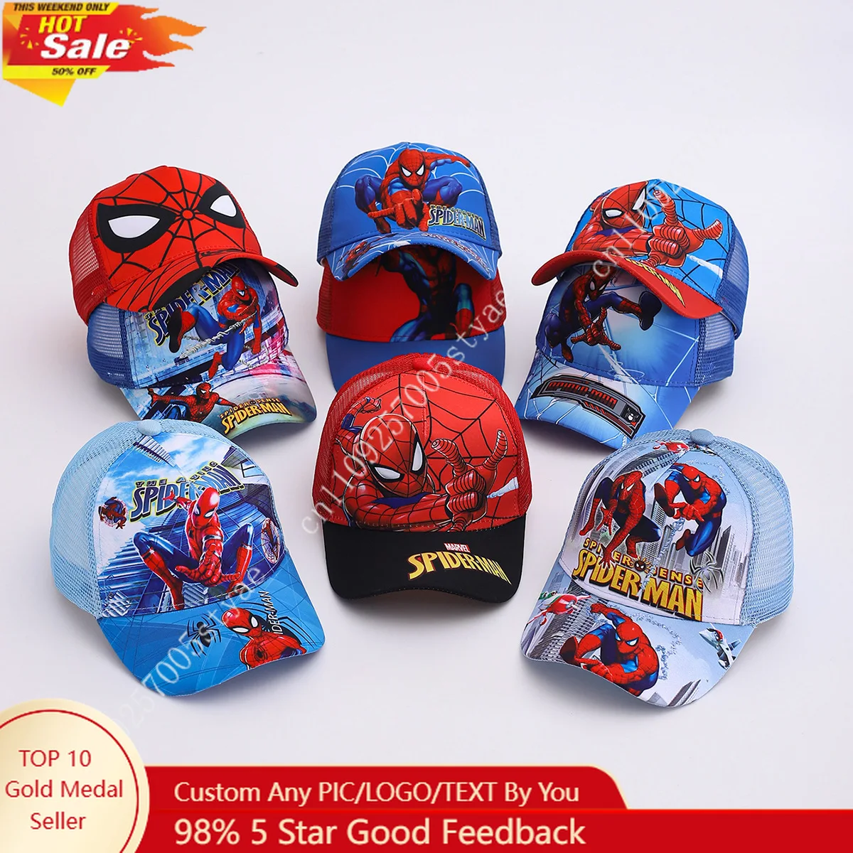 

Spider-Man Cartoon Baseball Cap Marvel Mesh Hat Summer Caps Cool Hats 52-56CM 21-22in for Boys Girls