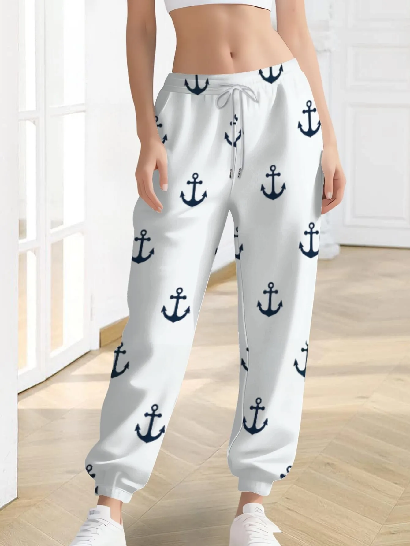 2026 autumn and winter new style street fashion casual comfortable easy-matching 3D anchor pattern printed women's pants