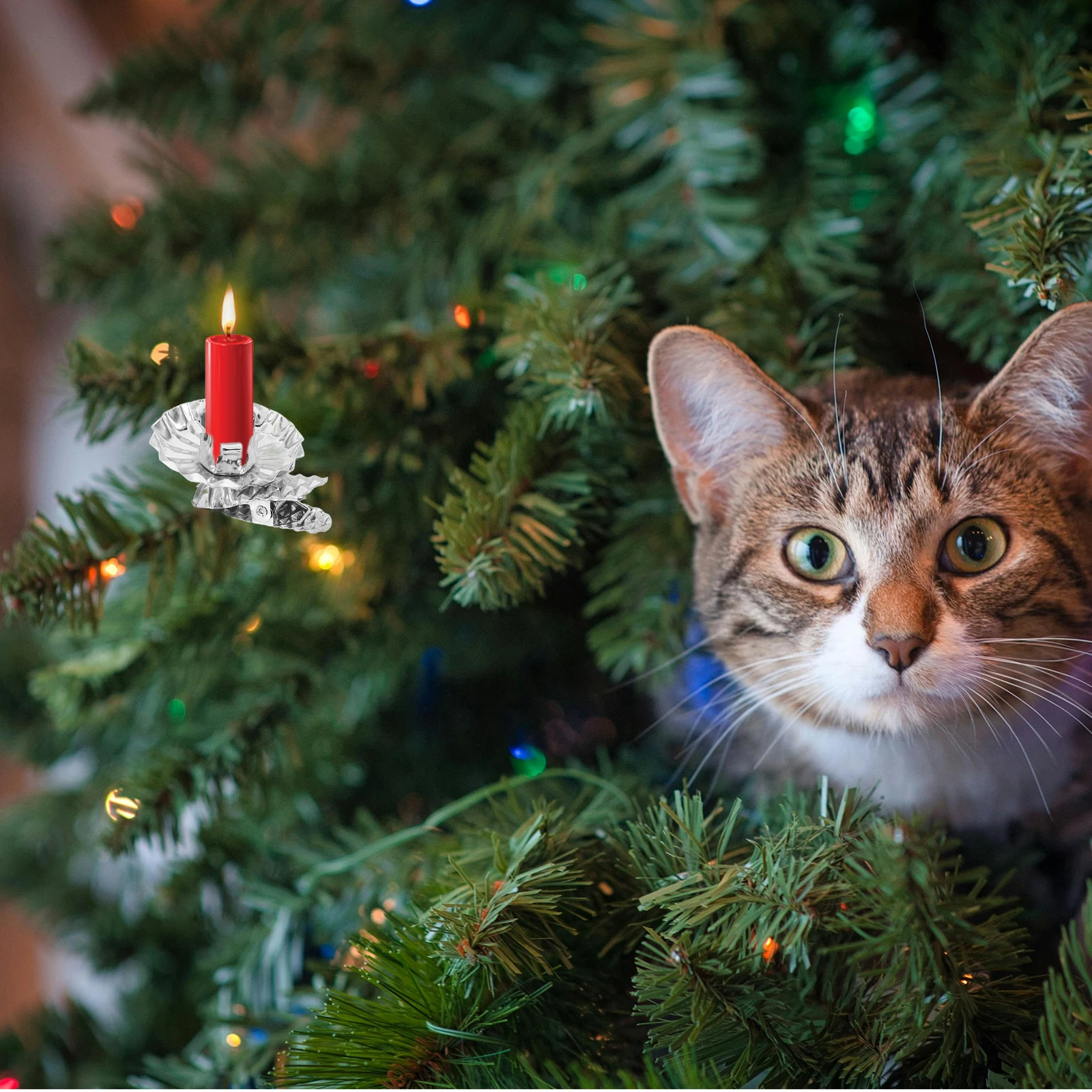 

20Pcs Christmas Tree Clips Metal Holders Warm Atmosphere Xmas Decorations Clip-on Holder Modern Style Candleholder