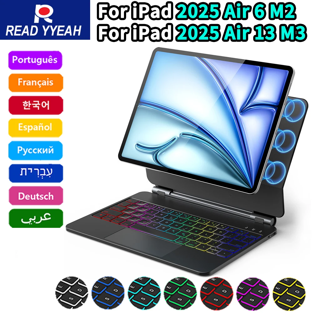 

ЧИТАЙТЕ YYEAH Magic Keyboard для iPad 10th Gen Case 2025 iPad A16 11th 2025 2024 Air11 13in Pro 12,9in Smart Magnetic Book Cover