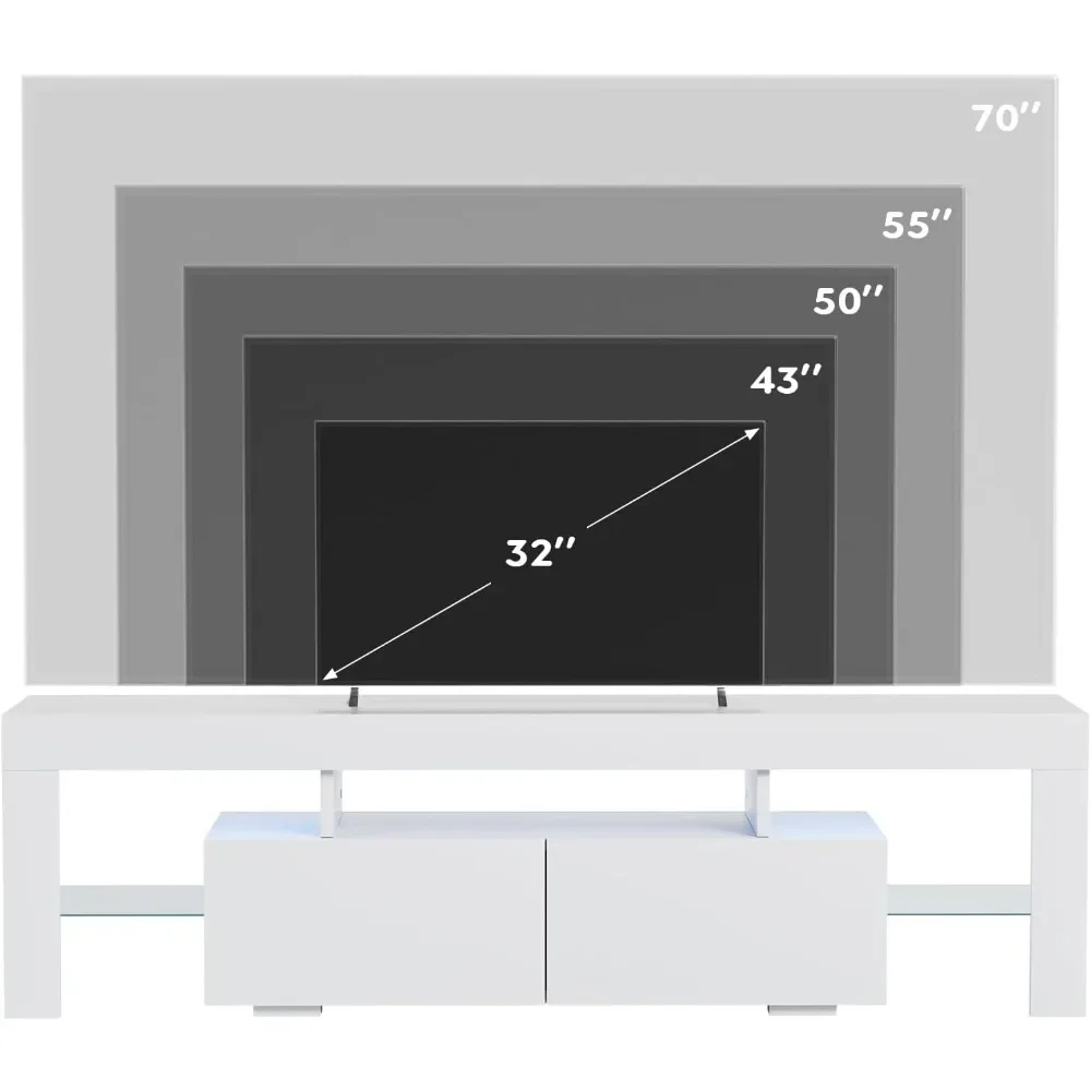 TV Stand with LED Lights, Open Shelf Console Table Storage Desk with 1 Drawer and 20 Color LED Lights up to 70 Inch TV