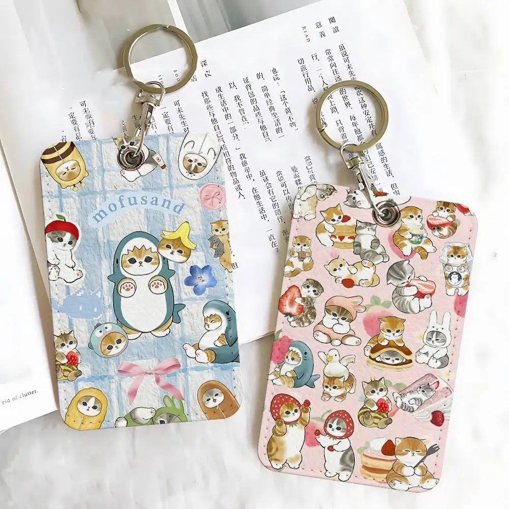 Cat M-Mofusand Cute Sign Rectangle Keychain Card Holder, Badge Credit Card Holder, Student ID Card Holder, Bus Cards Cover