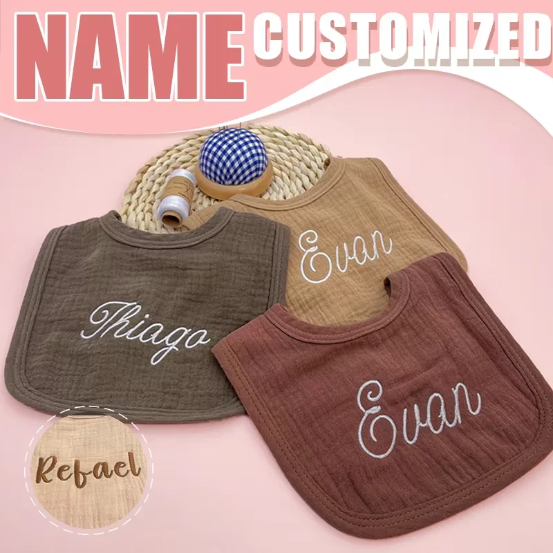 

Personalized Pure Cotton Baby Saliva Towel Scarf Custom Name Infant Feeding Accessory for Boys & Girls Baby Shower Gift