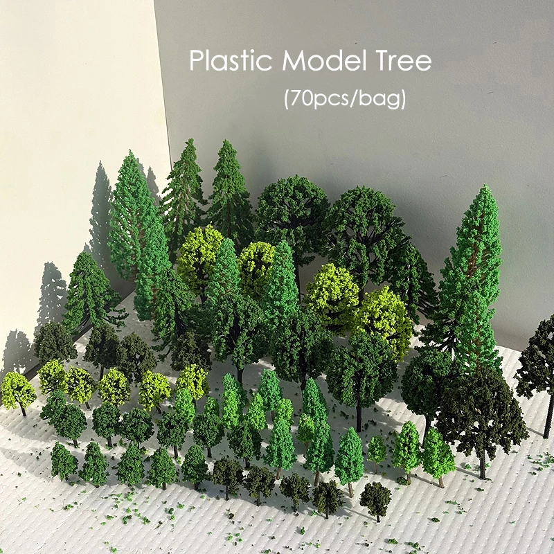 70pcs/bag Miniature Plastic Model Tree Set Miniature Landscape Sand Table Greenery Decoration scale Train Railway Scenery Layout