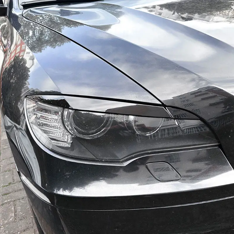 

ABS Glossy Black 2pcs Car Headlights Lamp Eyebrow Eyelids Cover Trim For BMW X6 E71 2008 2009 2010 2011 2012 2013 2014