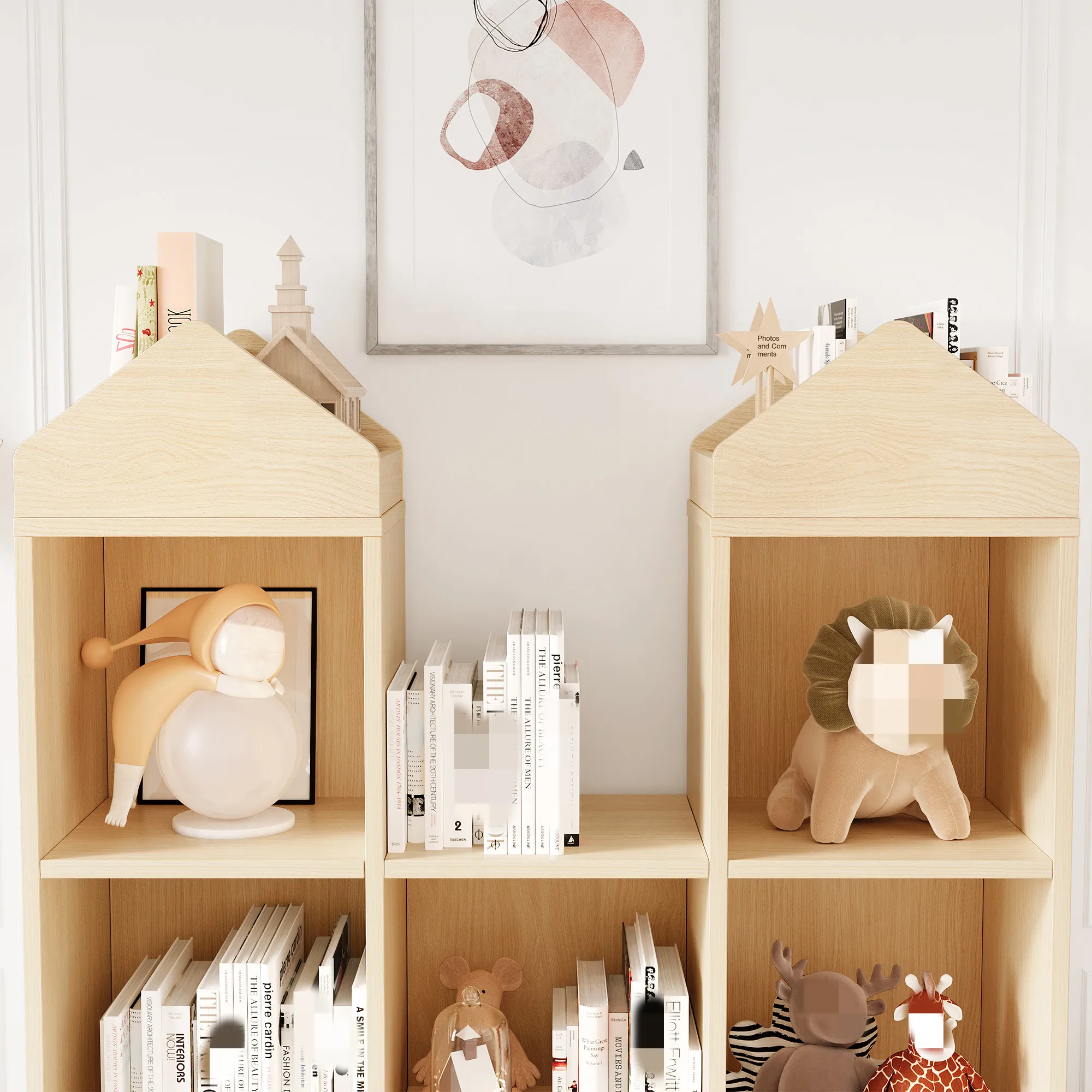 8-Cubby Toy Organizer Shelf - Natural Wood, Kids Bookcase with Safety Rounded Edges for Playroom, Nursery