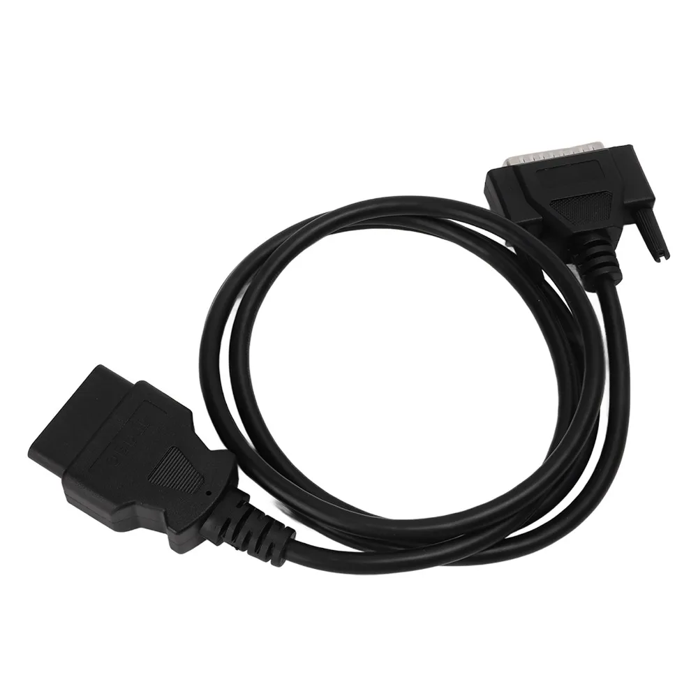 New Black OBD2 16 Pin to DB25 Cable Rubber ABS Metal Replacement Scanner Replacement Cable OBDII Diagnostic Cable Car Inspection
