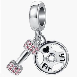 Barbell Gym Exercise Pendant Exercise Barbell beads are suitable for the stylish charm of European brand bracelets