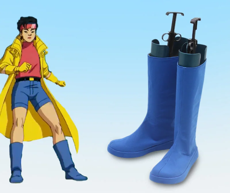X 97 Jubilee Cosplay Schuhe Jubilation Lee Stiefel Film 97 Mann Frauen Halloween Karneval Party Blau PU Leder Stiefel Nach Maß