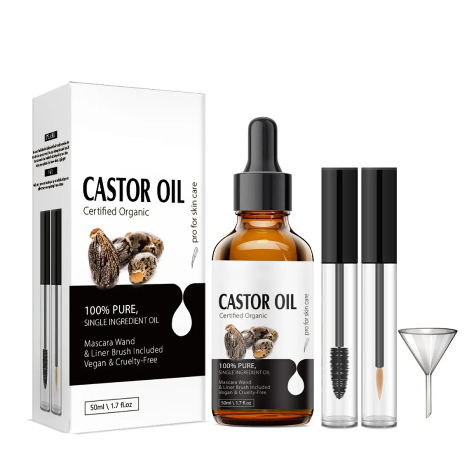 Castor Oil, Hair Growth, Promotes, Making Hair, Eyelashes And Eyebrows Thicker Fuller Skin Moisturizer And Hair Carestarter Kit