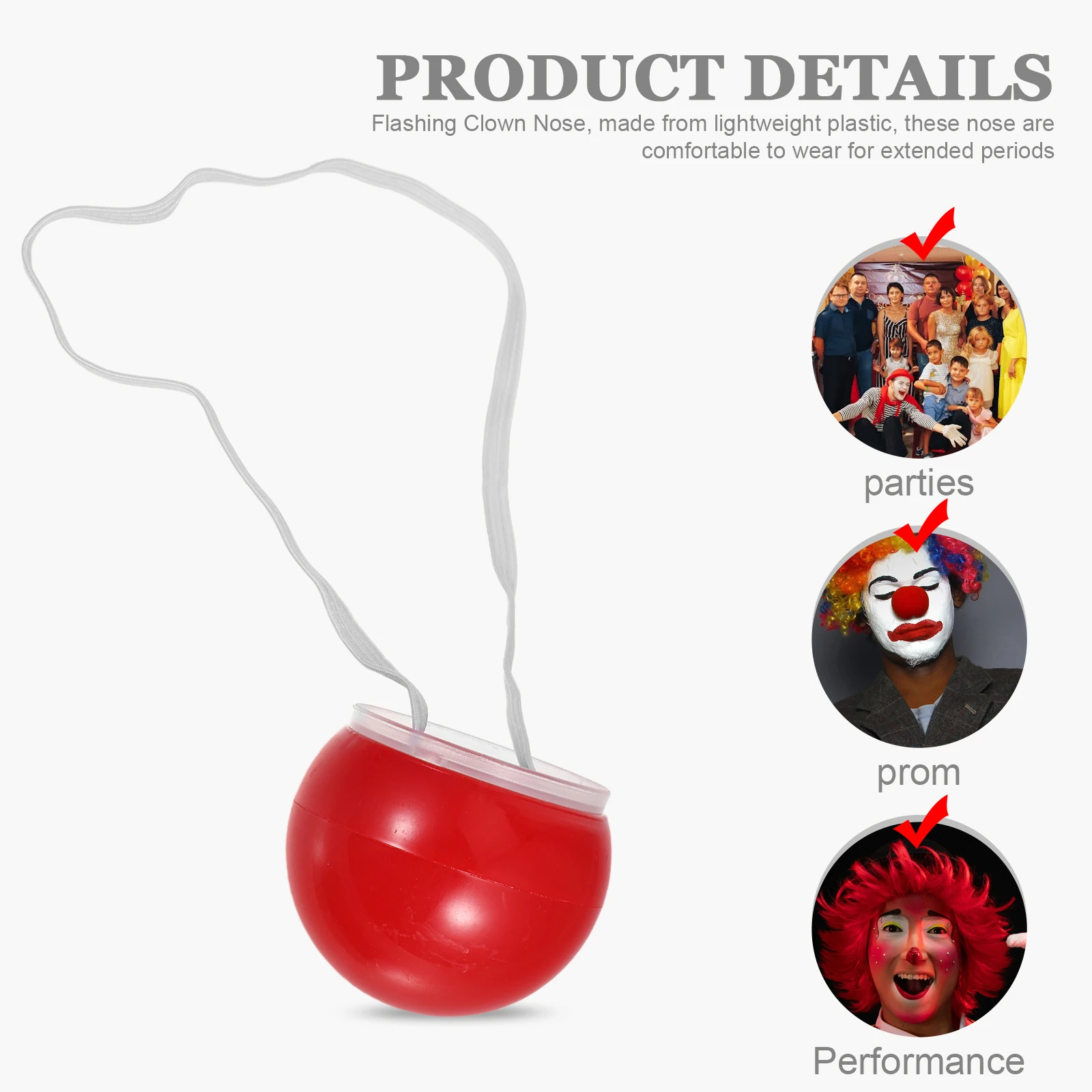 14 Stück rote leuchtende Clown-Nase, leuchtende Requisite, Halloween-Karneval, Partyzubehör, lustiges Dress-Up-Zubehör, rote Zirkus-Clown-Nase