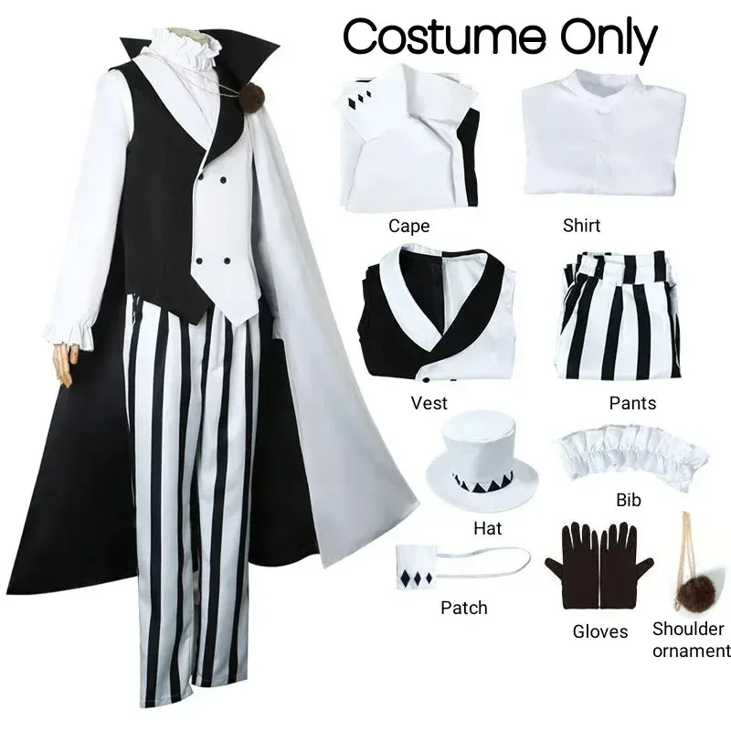 Nikolai gogol cosplay anime traje bungou bsd temporada 4 nikolai cosplay capa uniforme terno peruca dia das bruxas
