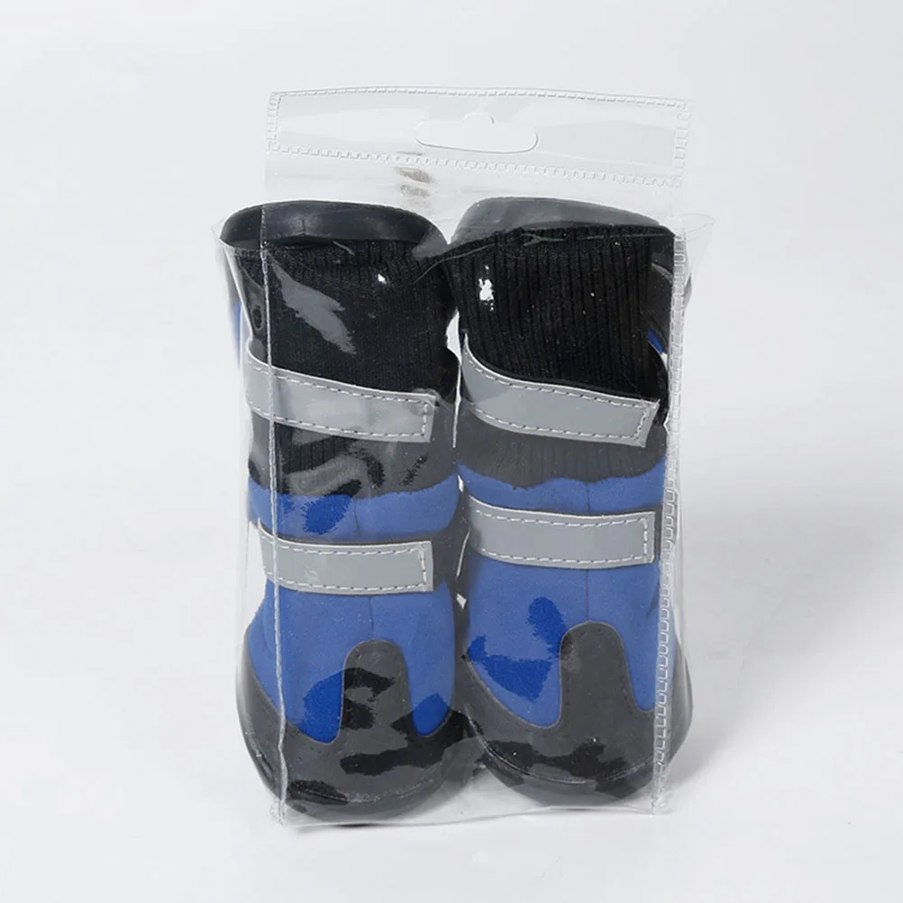 

4 Pcs Shoes Dog Long Small Snow Boots Protector Pet Warm Blue for Large Dogs Waterproof