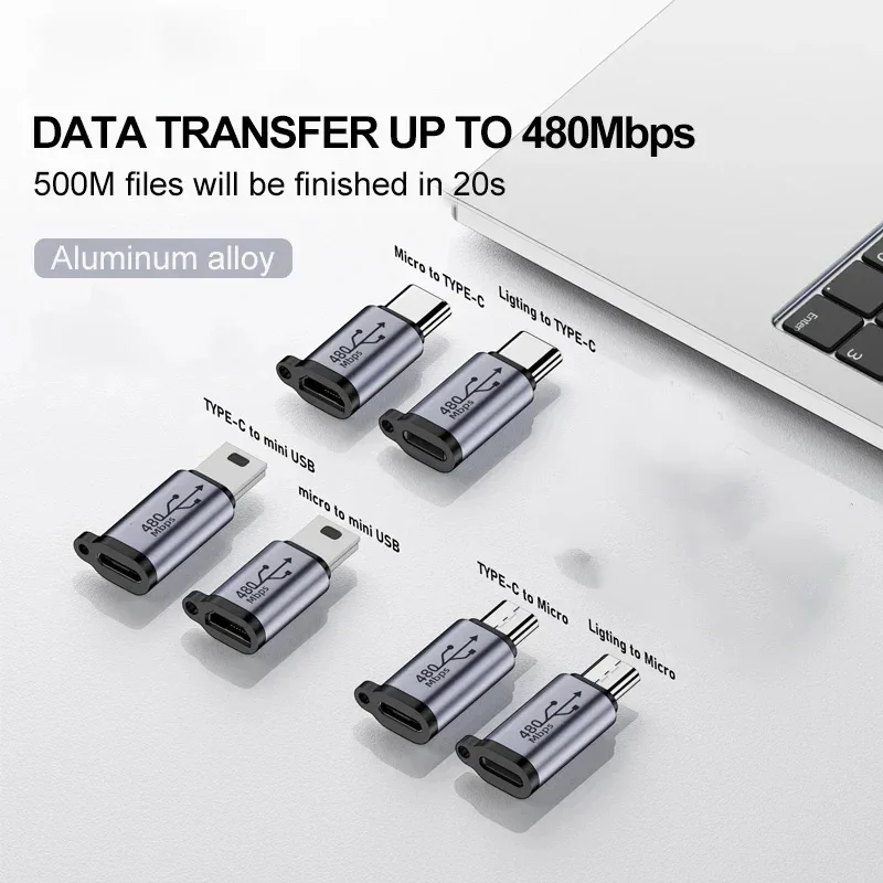 NNBILI Typ-C-Buchse auf Mini-USB/Typ-C-Buchse auf Micro-USB/Micro-USB-Buchse auf Typ-C/Micro-USB-Buchse auf Mini-USB-Adapter – Detail 1