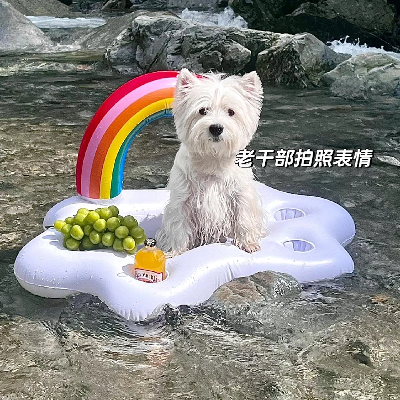 

Summer Party Bucket Rainbow Cloud Cup Holder Inflatable Pool Float Beer Drinking Cooler Table Bar Tray Beach Swimming Ring