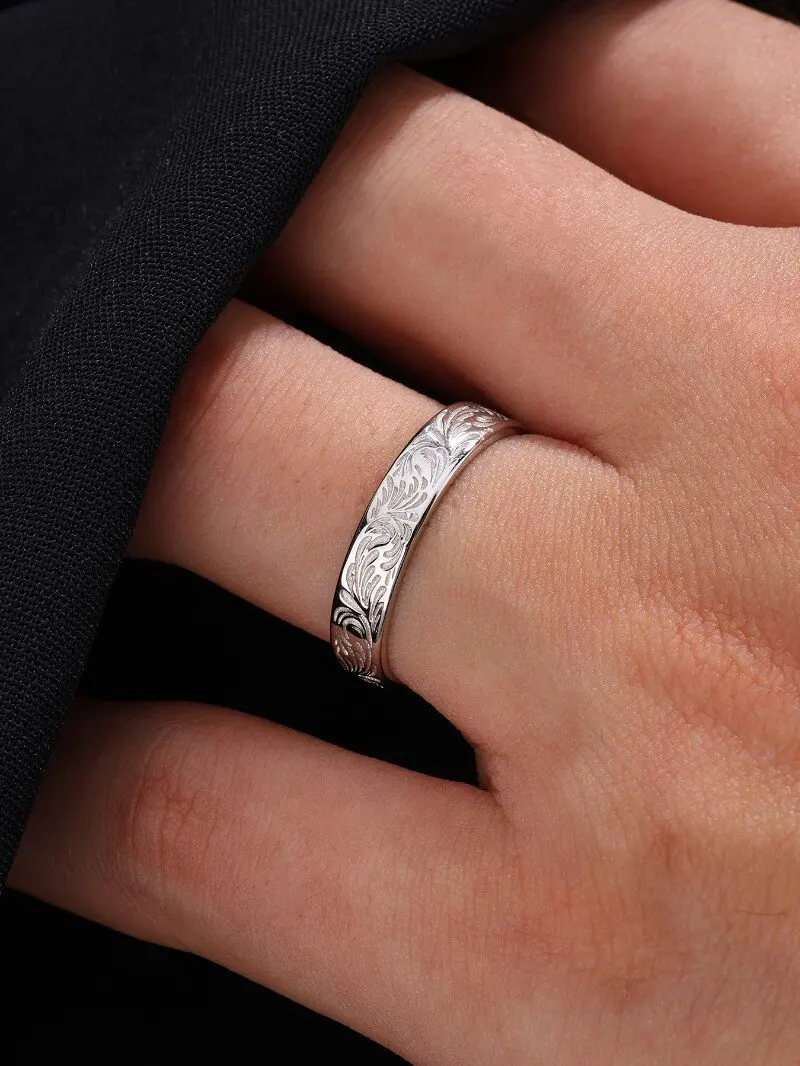 

S925 Персонализированное, модное и модное простое мужское кольцо из стерлингового серебра с текстурой хризантемы, подходит для свиданий, вечеринок и повседневной носки, подарок для парня, друга, дня рождения семьи, мужские качественные украшения